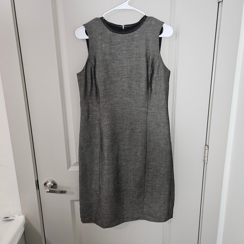 Linda Allard Ellen Tracy Sheath Dress‎ Sz 8 Cotton Linen Blend Gray Sleeveless